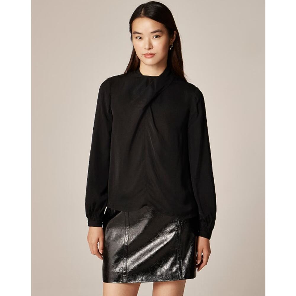 J.Crew Scarf Neck Viscose Drapey Shirt Top in Black Style CS018 Size M NWT $118